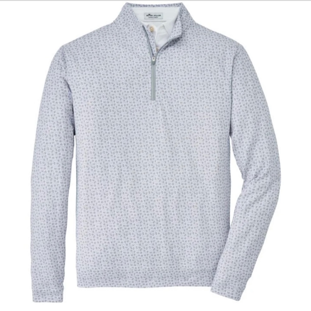 Peter Millar Golf Pullover Crown Sport Knock Out Print 1/4 Zip XL White NWT